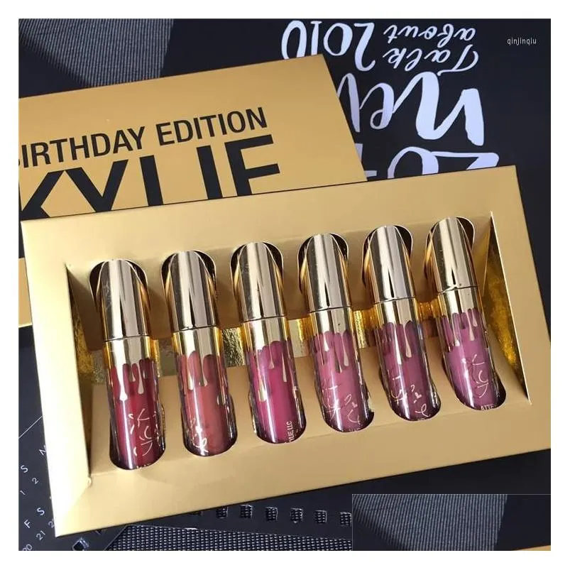 lip gloss 6 set kylie non-stick cup gold does not fade moisturizing matte liquid lipstick korean tint make up