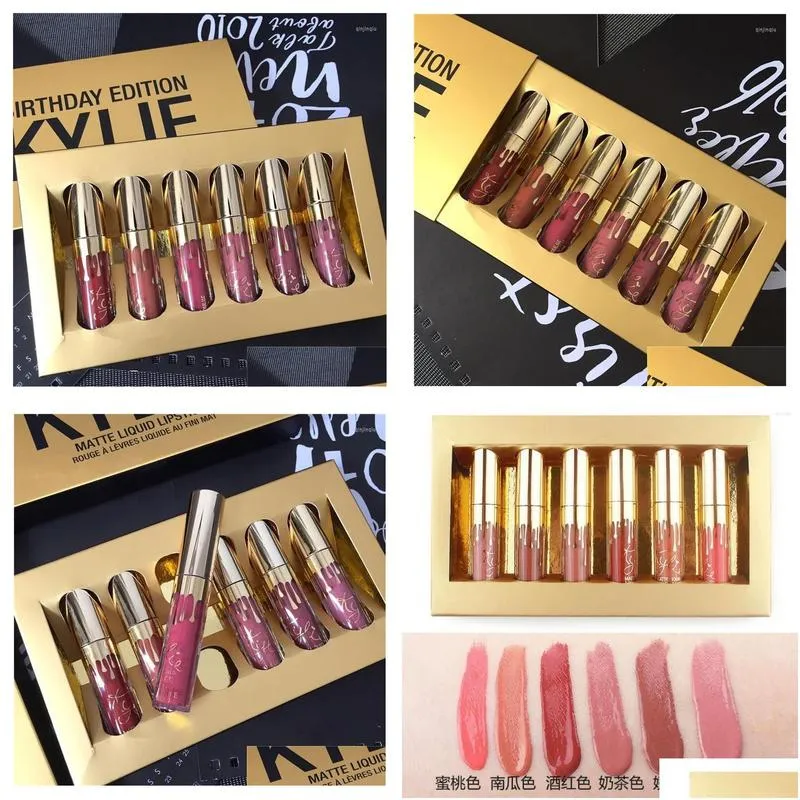 lip gloss 6 set kylie non-stick cup gold does not fade moisturizing matte liquid lipstick korean tint make up