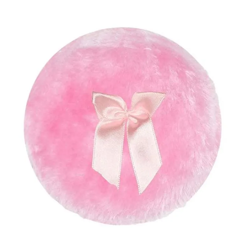 makeup sponges applicators & cotton large fluffy powder puff for face body round loose with ribbon bow handle transparent storage box