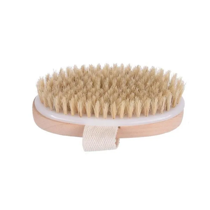 dry skin body soft natural bristle brush wooden bath shower bristle brush spa body brush without handle 2020