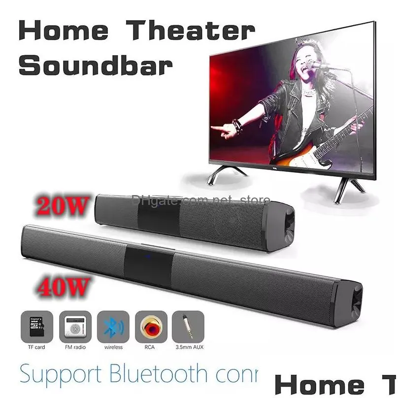 soundbar 40w tv wired and wireless bluetooth speaker home cinema sound system stereo surround with fm radio music center boombox