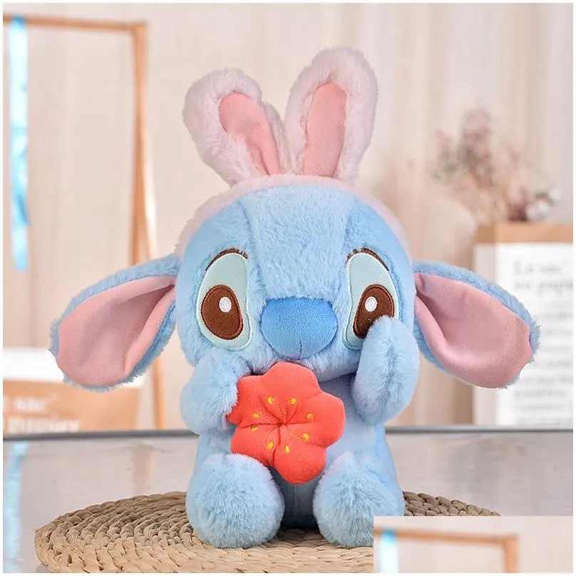 wholesale cute bunny ears floret stitch plush playmate children`s games playmate holiday gift room decor