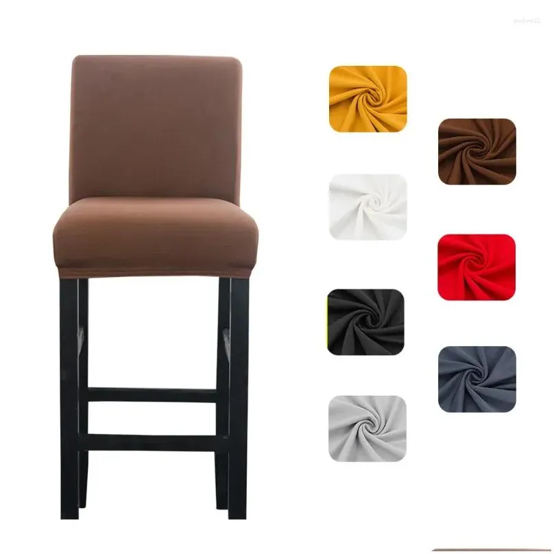 chair covers solid color elastic cover spandex short size bar seat case for el banquet wedding party dining room