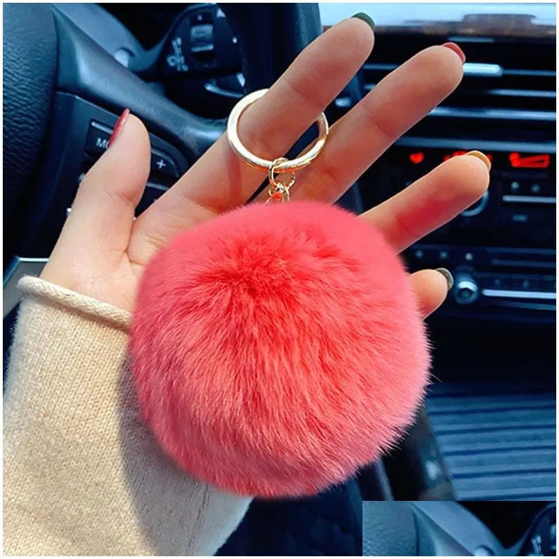 rex rabbit hair ball keychain favor female cute car key pendant plush schoolbag pendants accessories key chain in stock