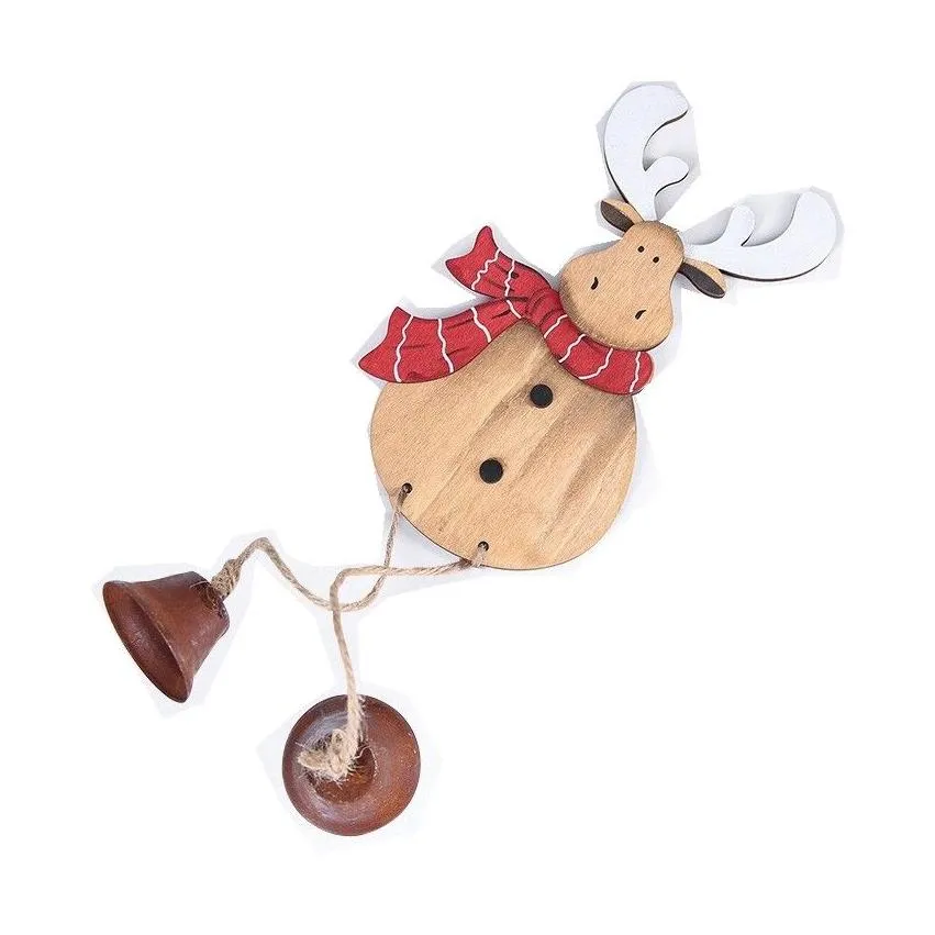 christmas pendant retro wooden bell deer cross-border hot christmas decorations gift scene layout hanging ornaments