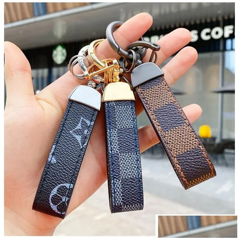 creativity presbyopia print car keychain bag pendant charm jewelry keyring holder for men gift fashion pu leather flower grid design metal key chain