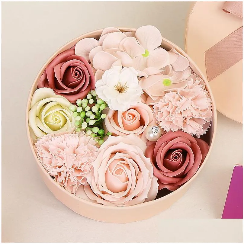 new cross border valentine`s day gift soap flower small round box holiday gift for girlfriend flowers
