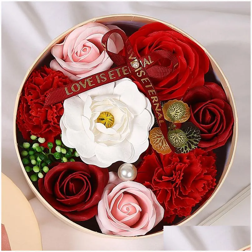 new cross border valentine`s day gift soap flower small round box holiday gift for girlfriend flowers