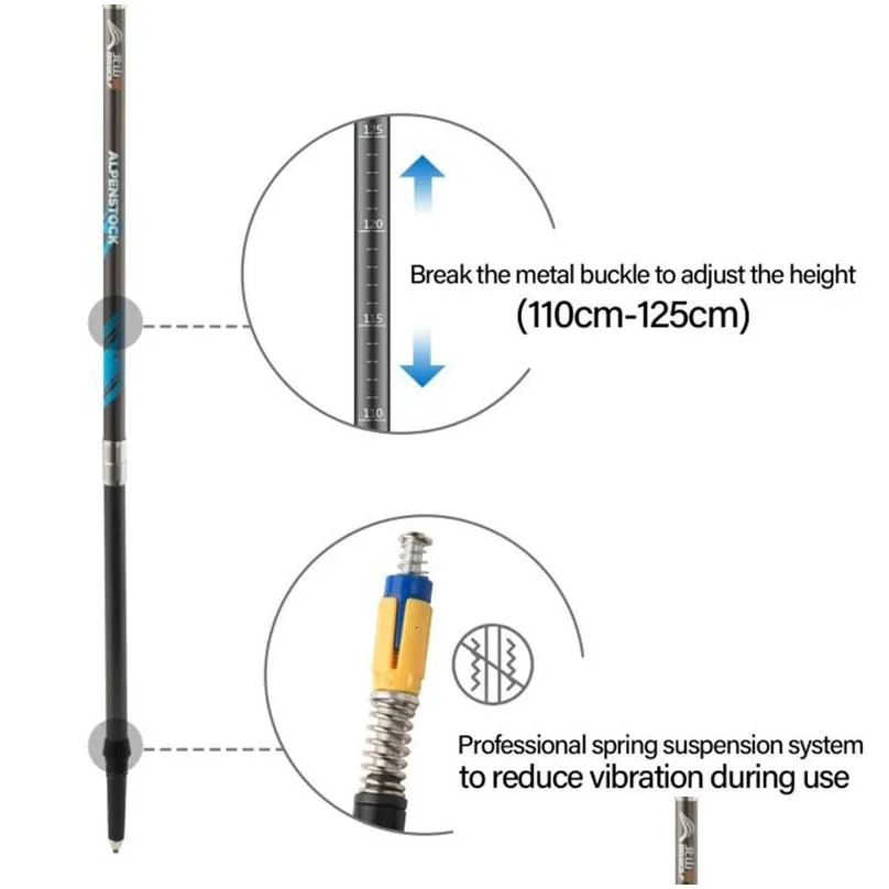 folding trekking poles ultralight nordic walking stick hiking telescopic pole adjustable anti shock sticks climbing running 240111