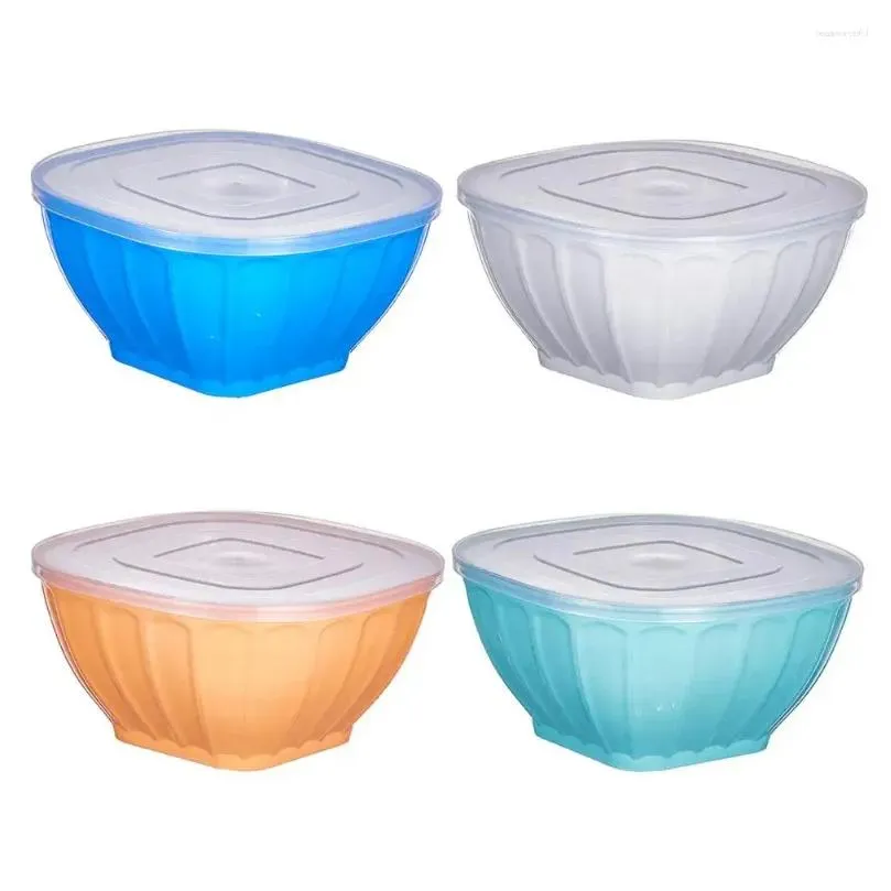 bowls stackable square plastic bowl with lid large opening space-saving meal prep salad kitchen supply