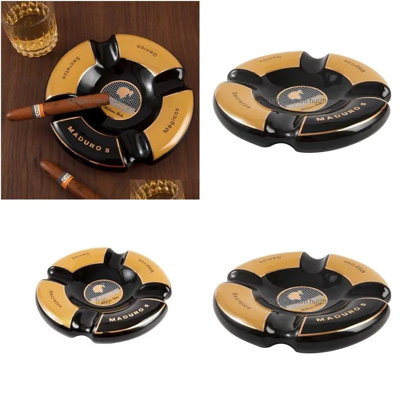 cohiba classic round cigar ashtray holder cohiba high-end china ceramic 4 slots ceramic ashtray cigar smoking sets accessories