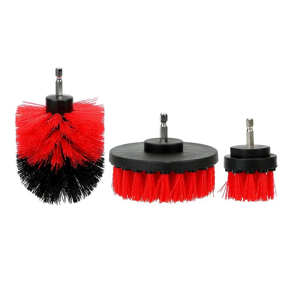 3pcs set car cleaning tool auto detailing hard bristle care brush drill scrubber attachment kit259t5214827