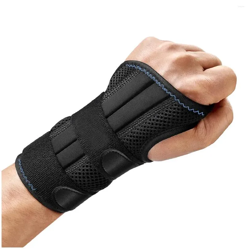 wrist support tendonitis brace carpal tunnel sprained typing breathable air mesh adjustable right or left with metal splint