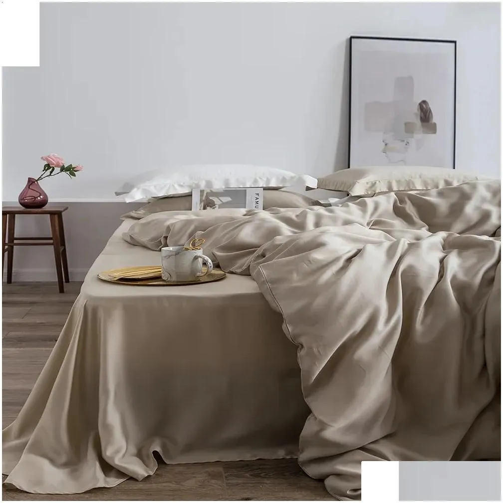 bedding sets livesthete luxury 100% silk gray bedding set women beauty for skin care duvet cover queen king bed linen for great sleep
