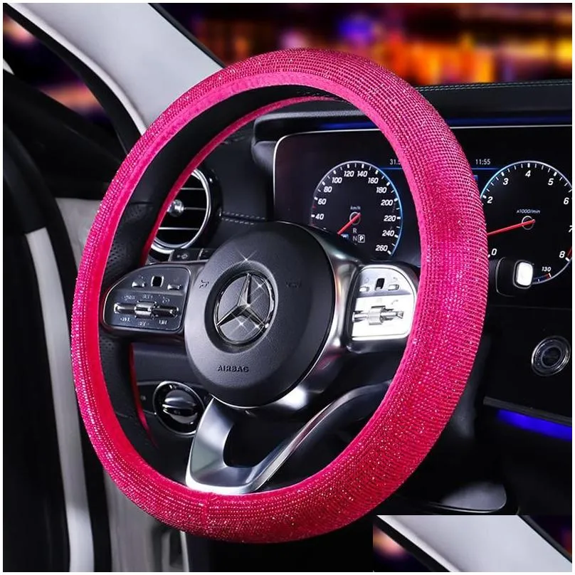 luxury crystal purple red car steering wheel covers diamante rhinestone car covered steering-wheel accessories for women