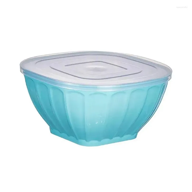 bowls stackable square plastic bowl with lid large opening space-saving meal prep salad kitchen supply