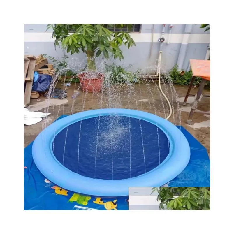 bath toys inflatable water spray mat non-slip pet outdoor pet playing bath for summer pool games play toy sprinkle mat 230923