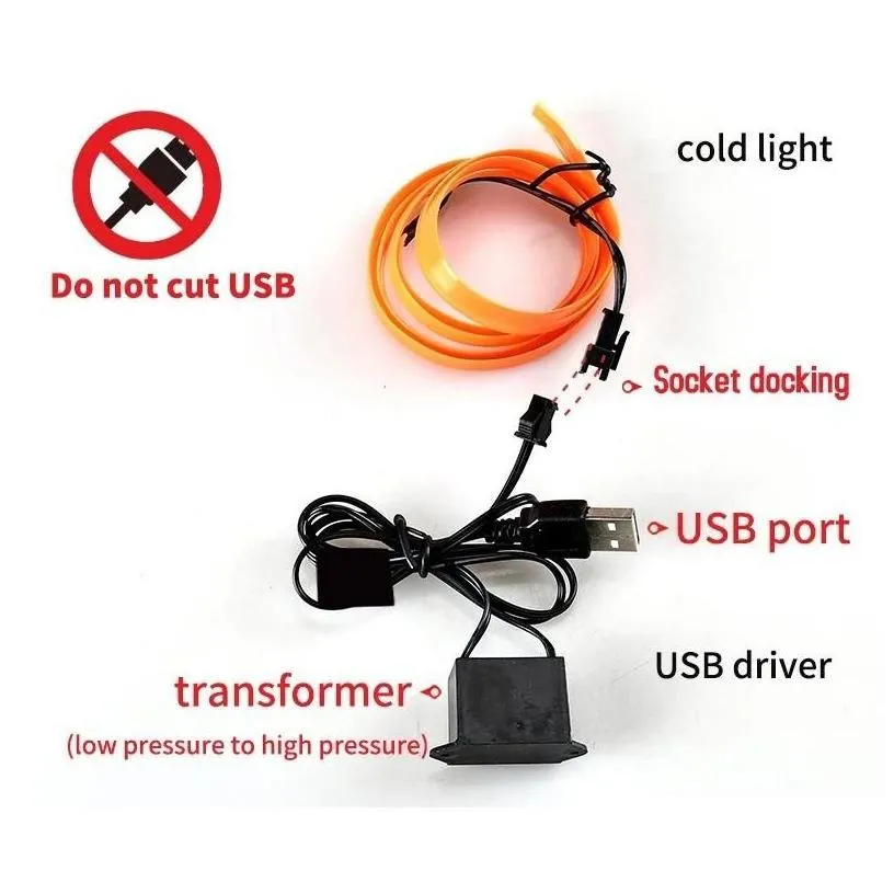 interior decorations motoers 5m car accessories atmosphere lamp el cold light line with usb diy decorative dashboard console led amb