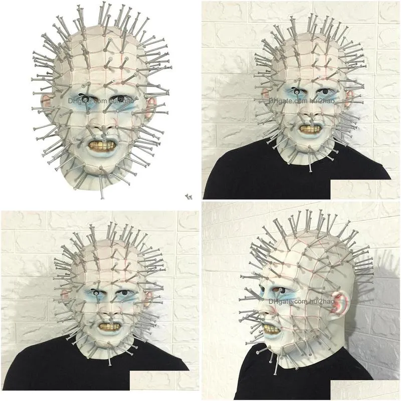 hellraiser pinhead horror mask party carnival mascaras head nail man movie cosplay mask halloween latex scary masks spoof props