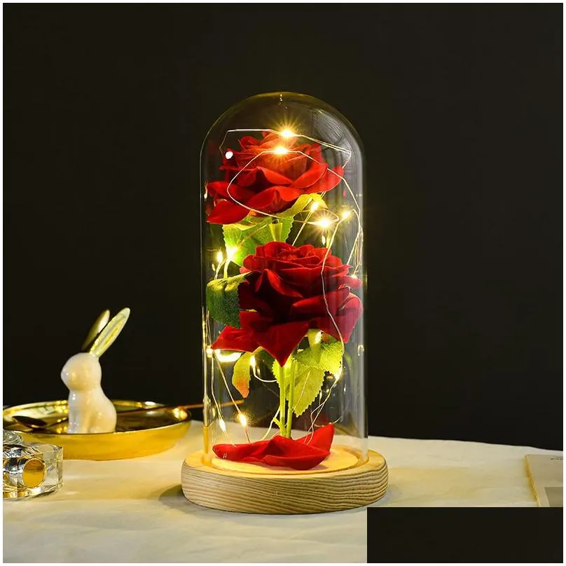 eternal flower gift eve valentine`s day christmas creative gift glass cover rose ornament manufacturers