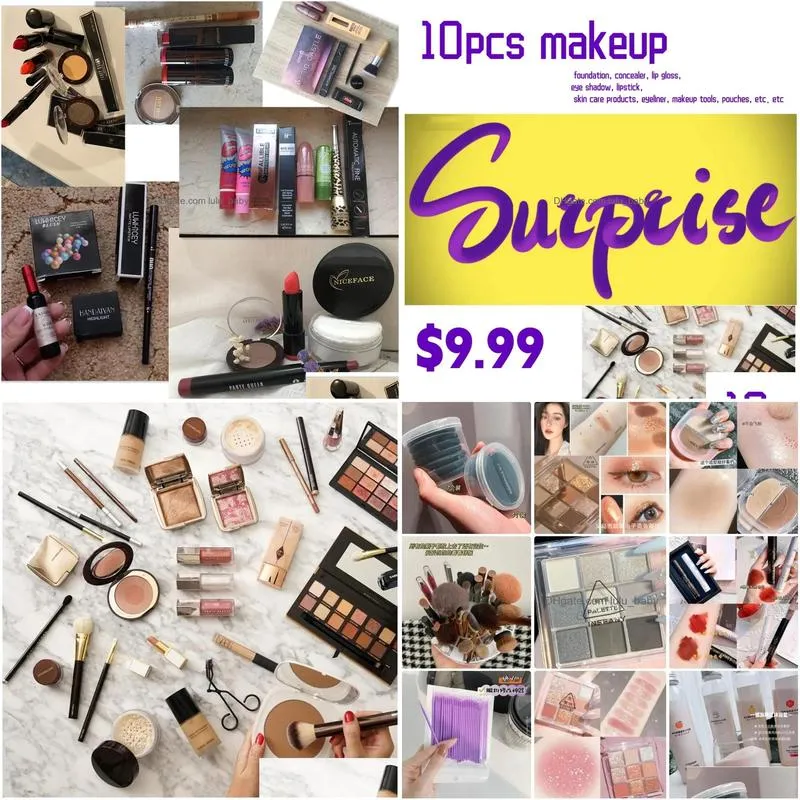 sets 10pcs brand makeup set surprise exclusive xmas gift eyeshadow palette lip gloss lipstick make up cosmetic set random ship