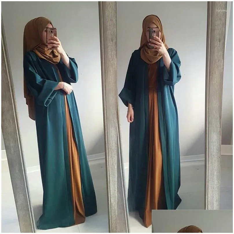 ethnic clothing women dubai abaya kimono classic open front solid color cardigan belt long sleeve islamic robe arabic turkey modest