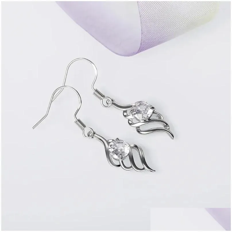 dangle earrings drlove fashion shape women`s with brilliant white cz high-quality silver color drop for party jewelry