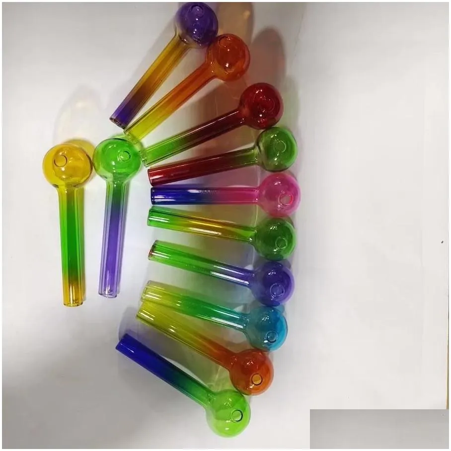 wholesale glass oil burner pipe cheap 4inch rainbow pyrex colorful quality great tube tubes nail tips smoking pipe
