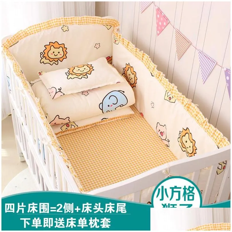 Bedding Sets 6/9Pcs Elephant Baby Bedding Set Cotton Bedroom Decor Girl Boy Crib Bed Linens Bumper 120X60/120X70Cm 220526 Drop Deliver Dhhg6