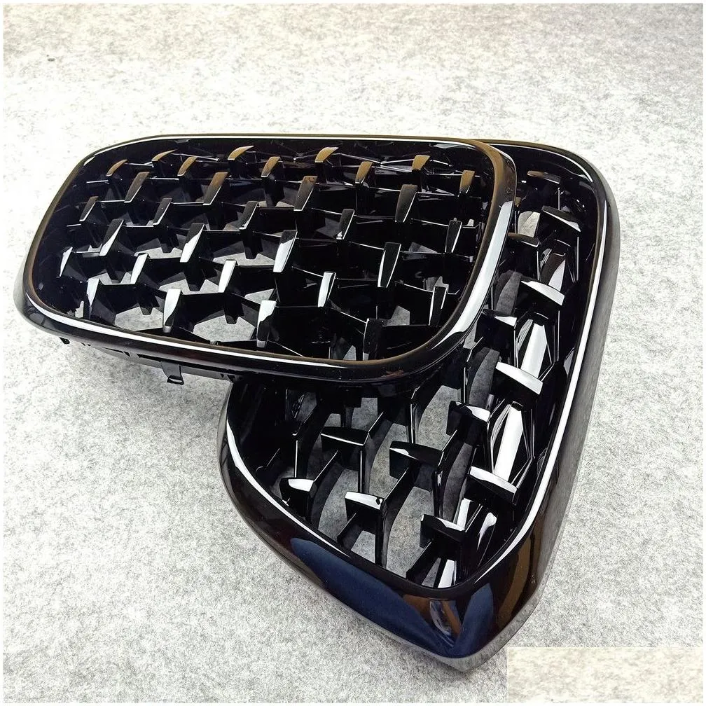 grilles 1 pair new diamond grille abs racing grills for bmw f10 f22 f30 f48 g11 g30 f15 glossy black front kidney grille