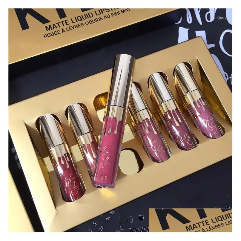 lip gloss 6 set kylie non-stick cup gold does not fade moisturizing matte liquid lipstick korean tint make up