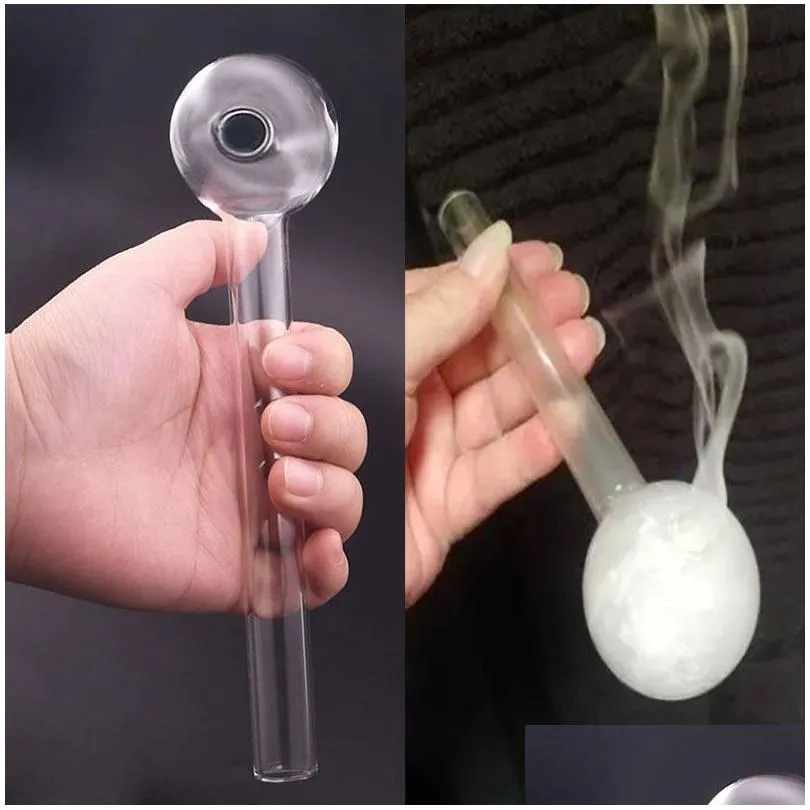 newest design pyrex oil burner glass pipe with od 50mm bowl 8inch lenght glass oil burner pipes clear spoon pipe oil nail adapter for dab rig bong