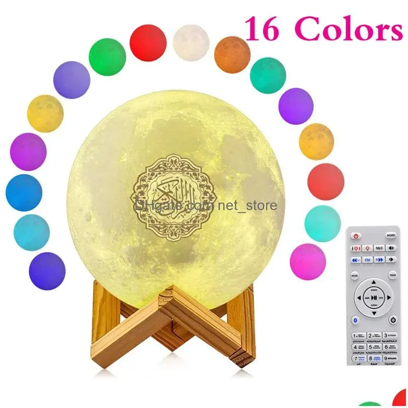 portable speakers muslim quran app control drop 3d print star lamp wireless colorful remote touch veilleuse coranique 221022