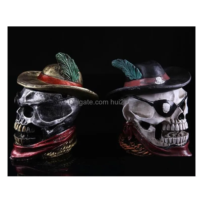 pirate modeling resin ashtray---- oil rig glass bongs water pipe thick pyrex mini heady liquid sci water pipe color random delivery