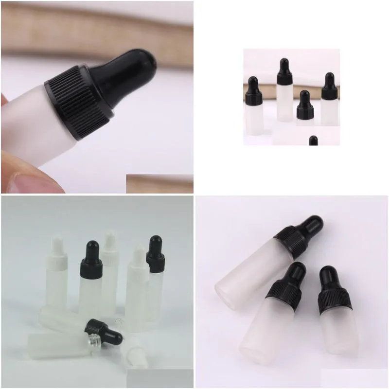 wholesale 50pcs/lot 1ml 2ml 3ml 5ml clear glass dropper bottle mini frosted glass essential oil bottle with hose vials