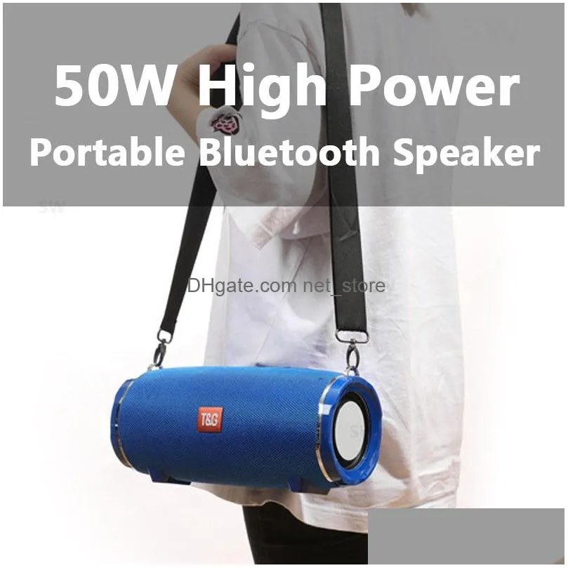 portable speakers 50w high power tg187 bluetooth speaker waterproof column for pc computer subwoofer boom box music center fm tf