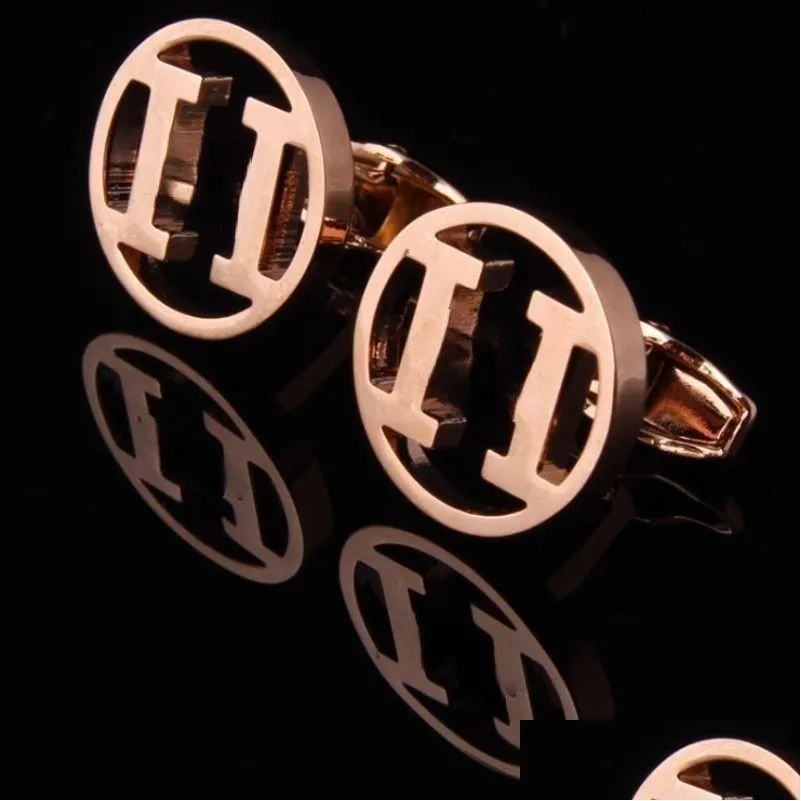 cuff links oval h stainless steel cufflinks sier mens jewelry for business sports gifts