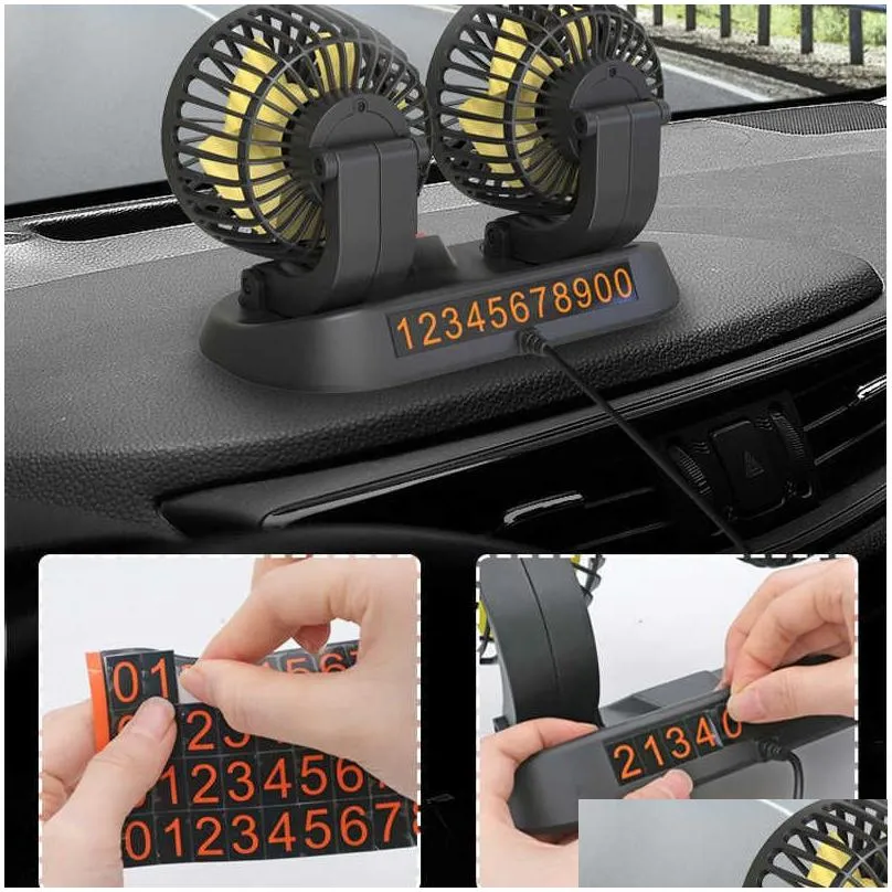 new car fan cooling fan dual head usb car fan low noise 2 speeds 360 degree adjustable air circulation fans for dashboard rv truck