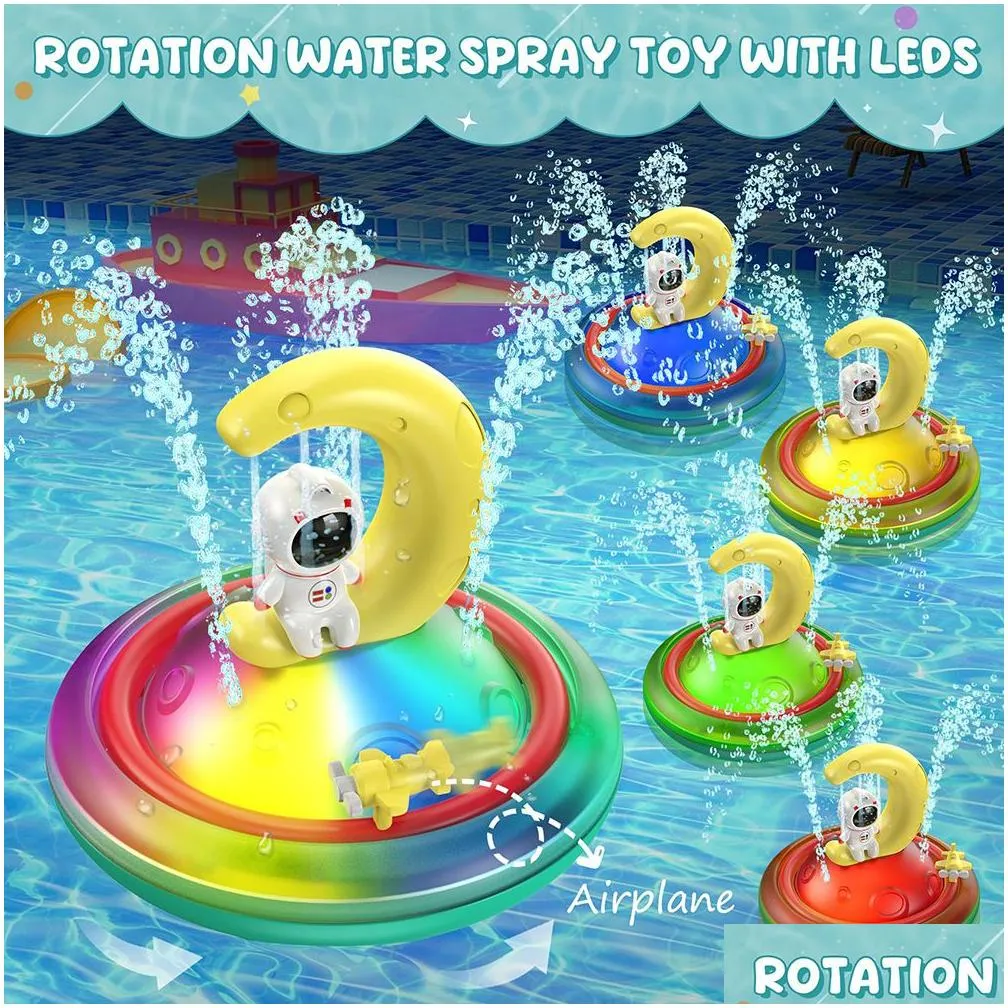 bath toys baby bath toys spray water rotation light up automatic induction sprinkler shower with led bathtub pool toys gift for toddlers