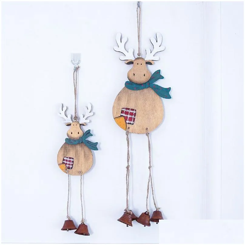 christmas pendant retro wooden bell deer cross-border hot christmas decorations gift scene layout hanging ornaments