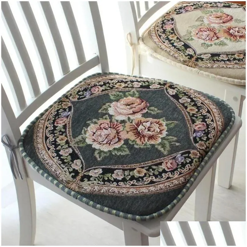 pillow vintage european style flower square dining chair mat four seasons classroom home office non-slip pad