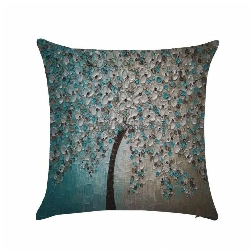 cushion/decorative pillow decorative pillow three-nsional oil painting trees flowers cotton cushion pillowcase living room shell sofa