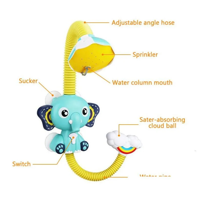 bath toys baby bath toys electric elephant with sucker shower head with adjustable sprinkler baby bathtub spray water toy for toddler gift