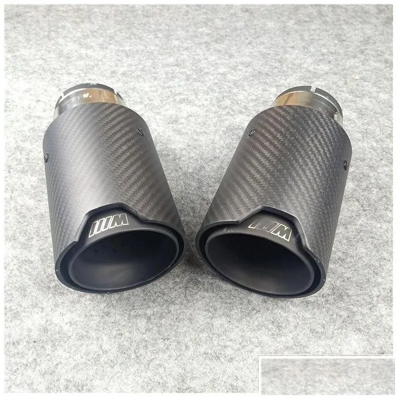 muffler inlet 6m fl matte black m performance carbon exhaust tips car tail pipes 1pcs drop delivery mobiles motorcycles parts system