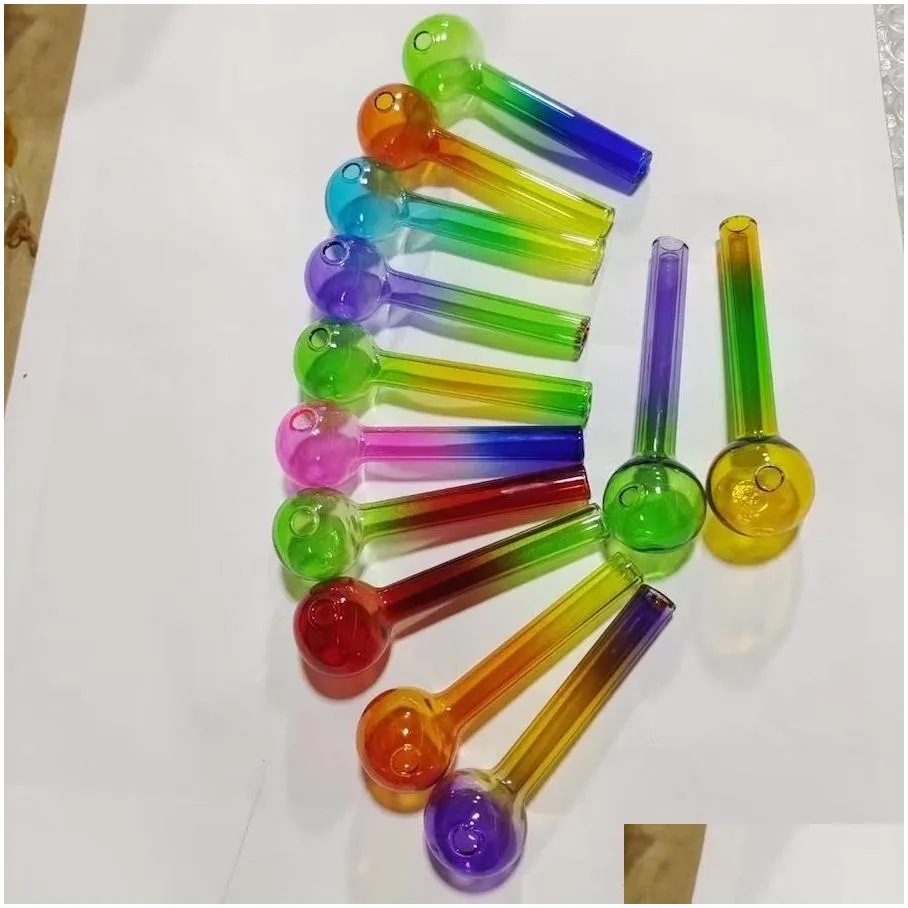 wholesale glass oil burner pipe cheap 4inch rainbow pyrex colorful quality great tube tubes nail tips smoking pipe