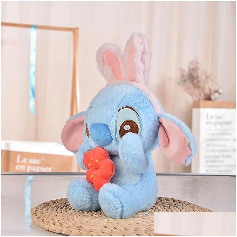 wholesale cute bunny ears floret stitch plush playmate children`s games playmate holiday gift room decor