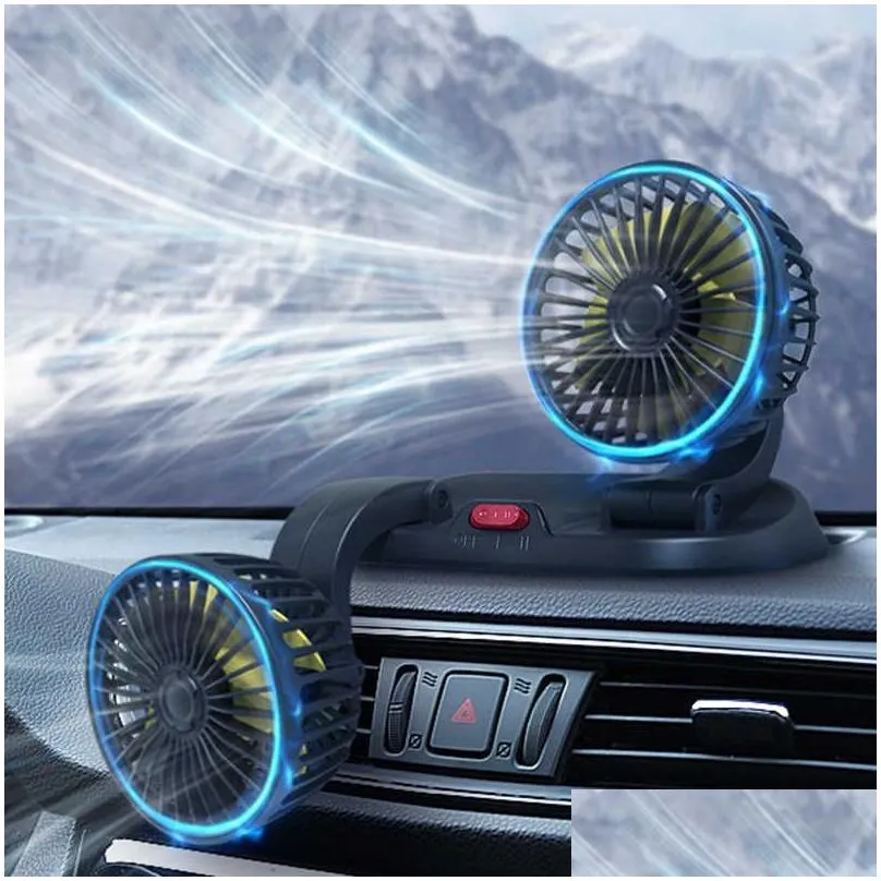 new car fan cooling fan dual head usb car fan low noise 2 speeds 360 degree adjustable air circulation fans for dashboard rv truck