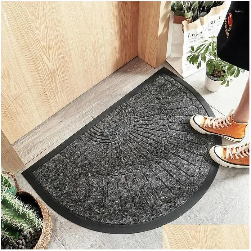 carpets gray brown bathroom mat superfine fiber bath carpet semicircular rubber entrance doormat toilet rug bathtub floor