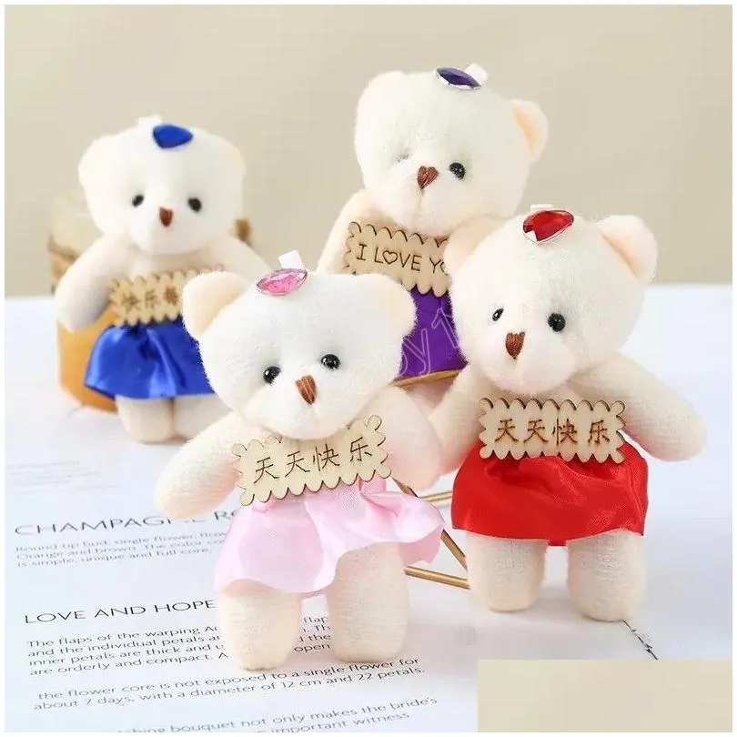 12cm cartoon bouquet bear diamond wholesale keepsakes florist bag flower doll plush toy pendant