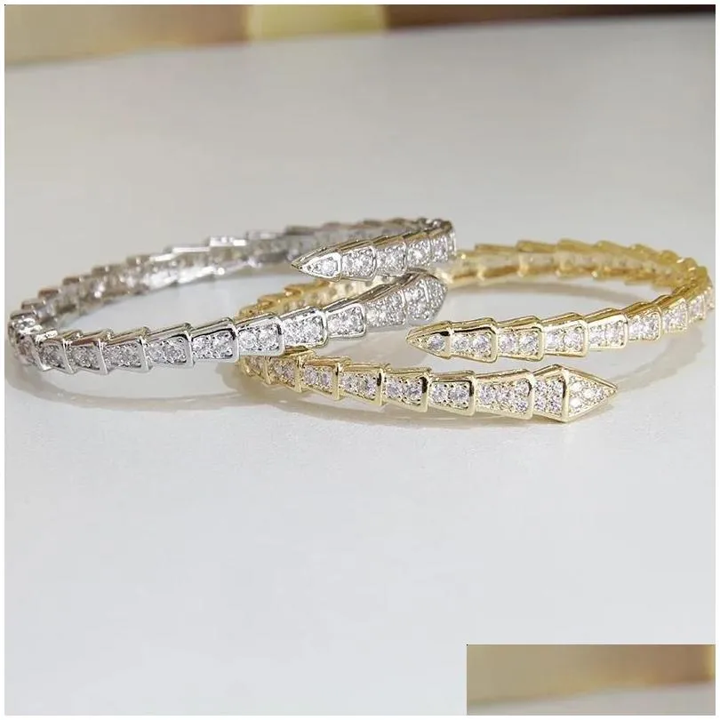 cuff classic snake crystal open bangles bracelets for women fashion brand jewelry punk style animal chunky bangles 231116